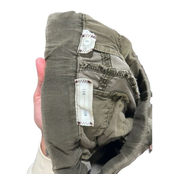 Anthropologie Hei Hei Drawstring Cambray Cargo Ankle Jogger Pants Olive Green S - Picture 6 of 12